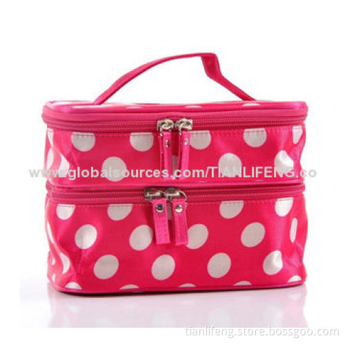 Nice E-shop Unique Dots Pattern Double-layer Cosmetic Bag
